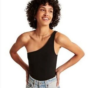 Abercrombie & Fitch Black Asymmetrical Sleeveless Bodysuit